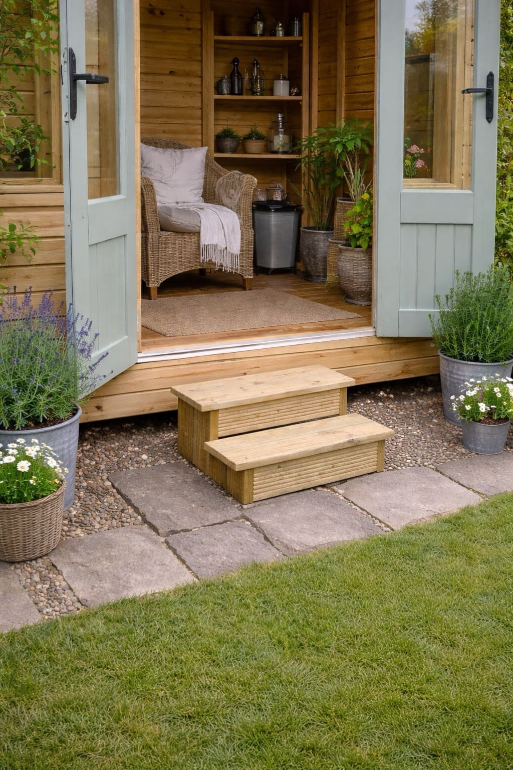 Caravan Steps, Handmade Wooden Garden room steps