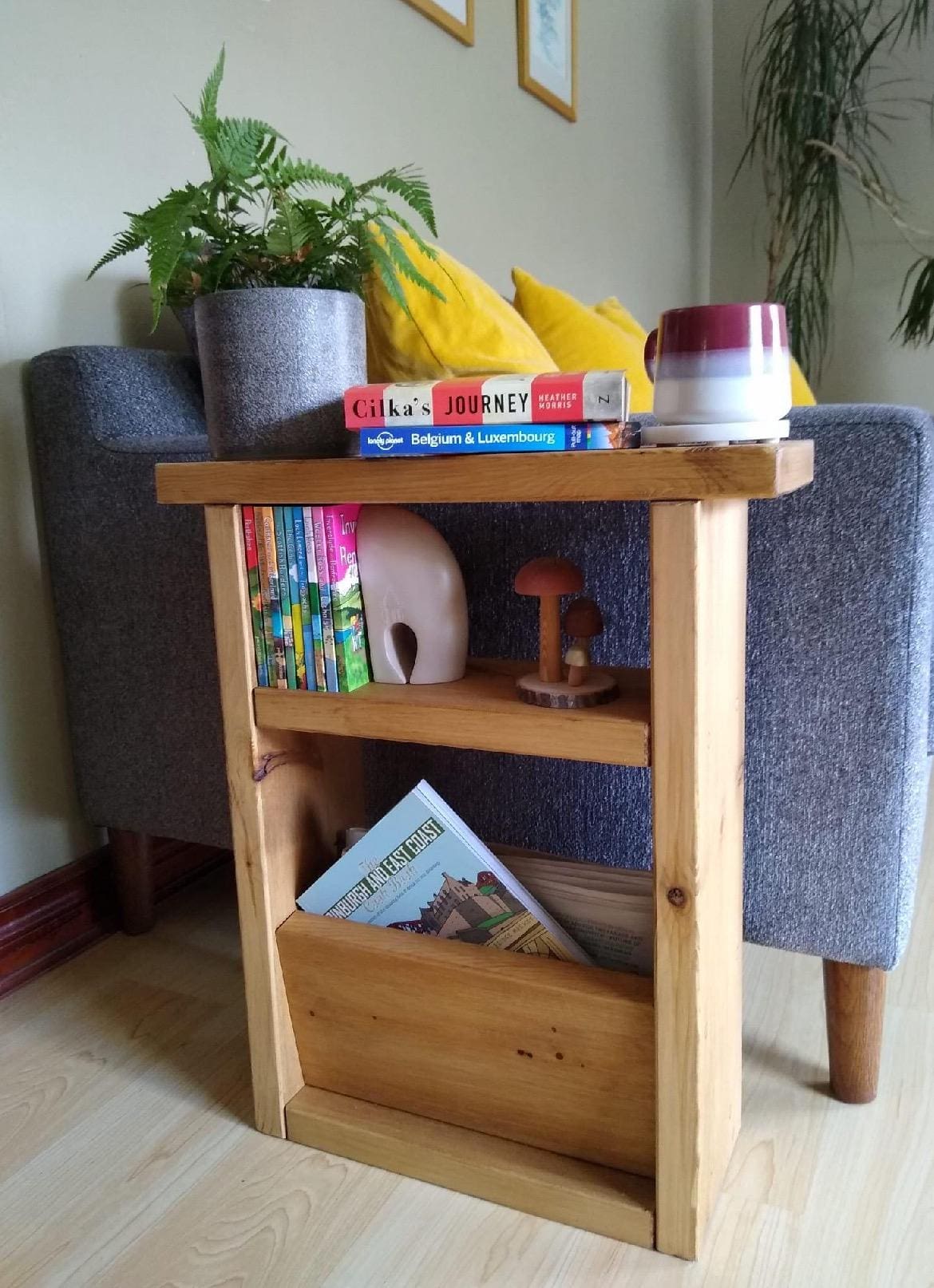 Rustic Wooden Slimline Sofa Side Table