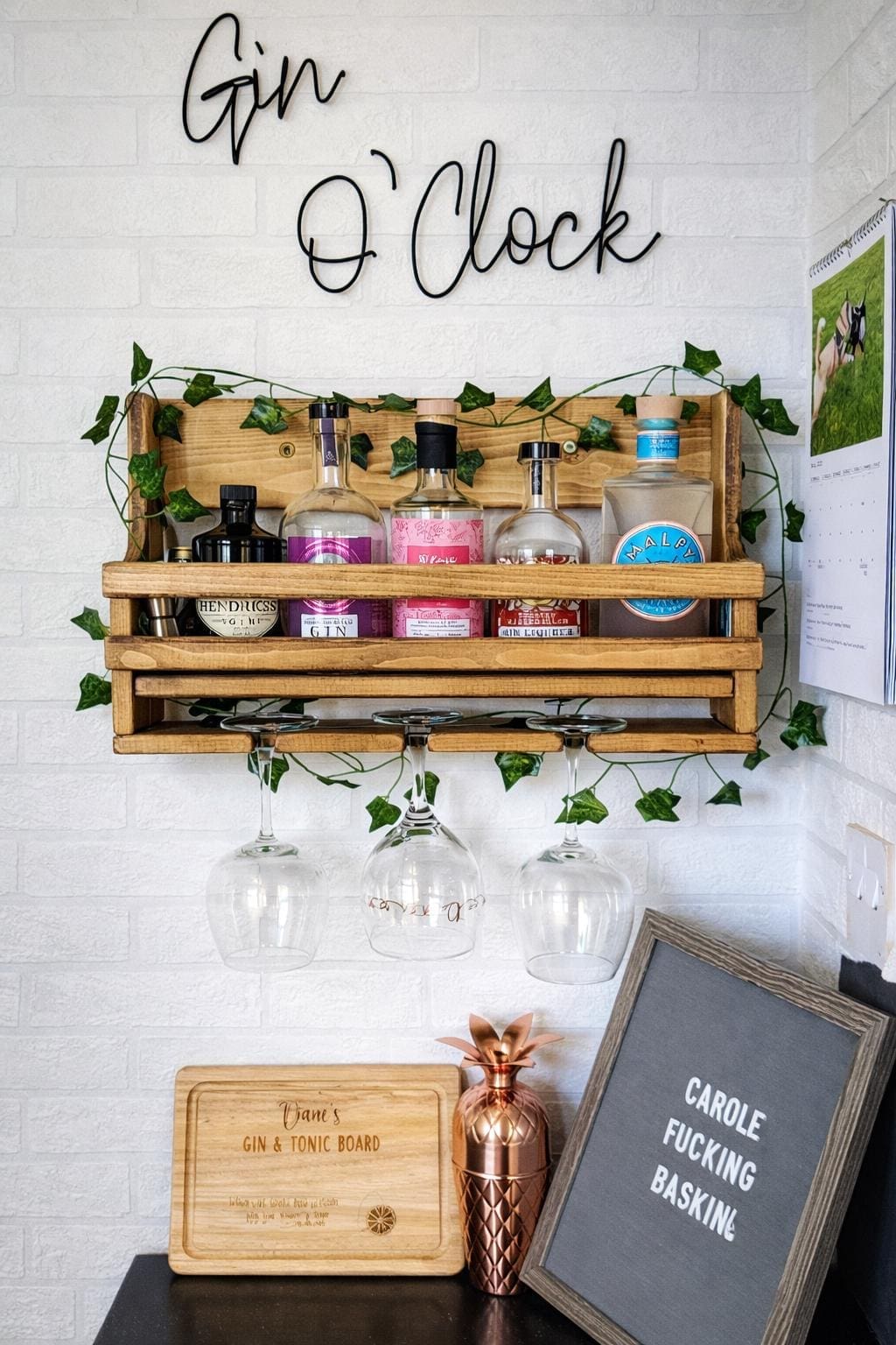 Wall Mounted Gin Rack with Glass Holder