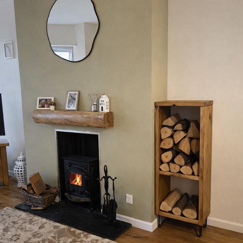 Handmade Slim Quebec Pine Wooden Log Store