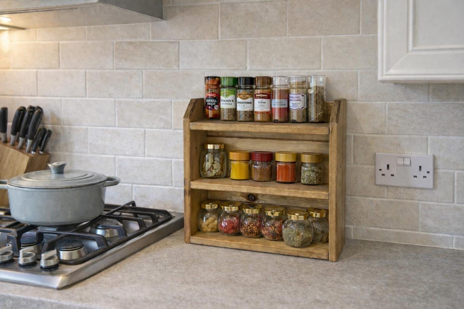 The Spice Nook - Handmade wooden free standing spice rack